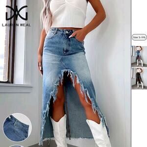 Asymmetrical Denim Skirt